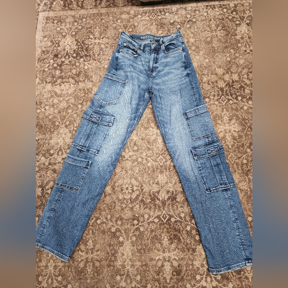 American Eagle Outfitters Blue Cargo Jeans
